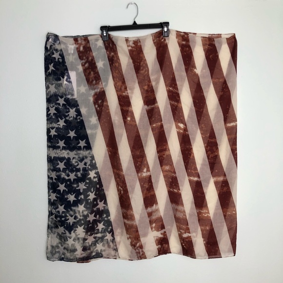 Modena American Flag Rustic Tie Dye Wrap Light Weight Scarf - Picture 3 of 10